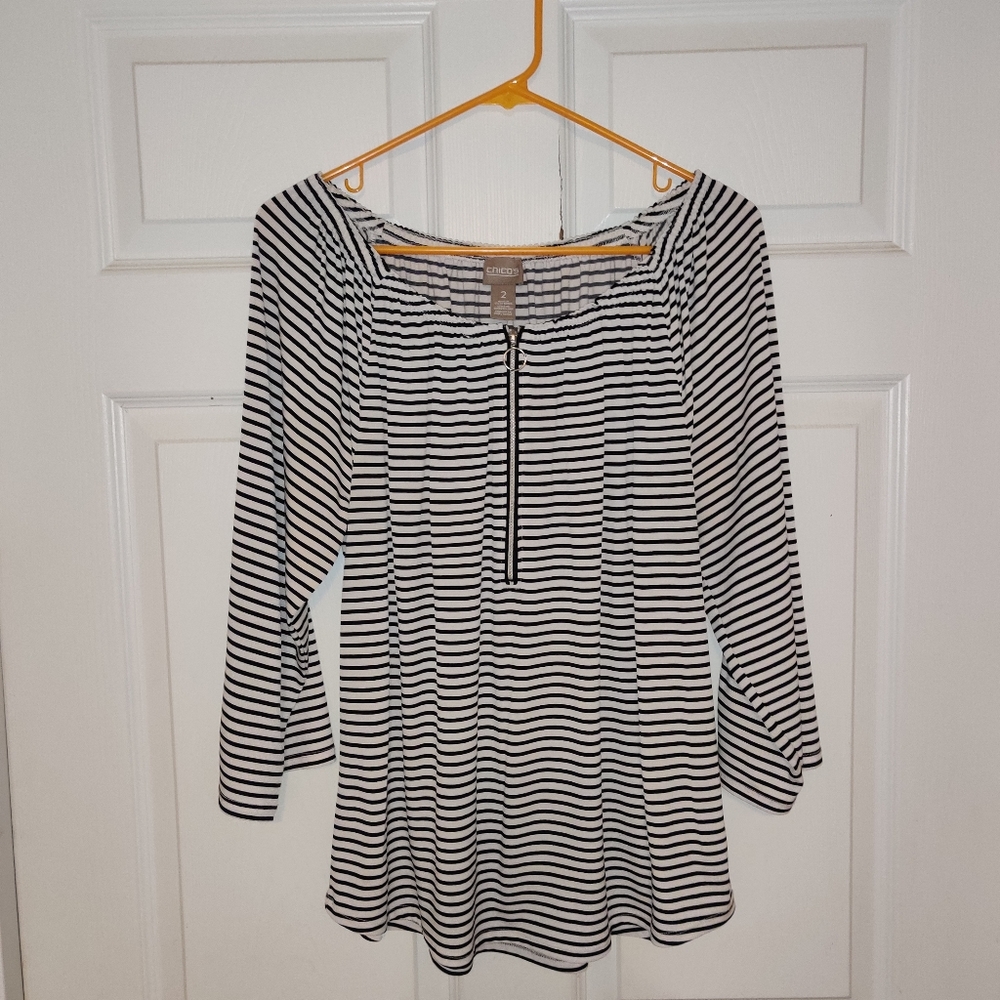 Chico's Off-The-Shoulder Striped Blouse